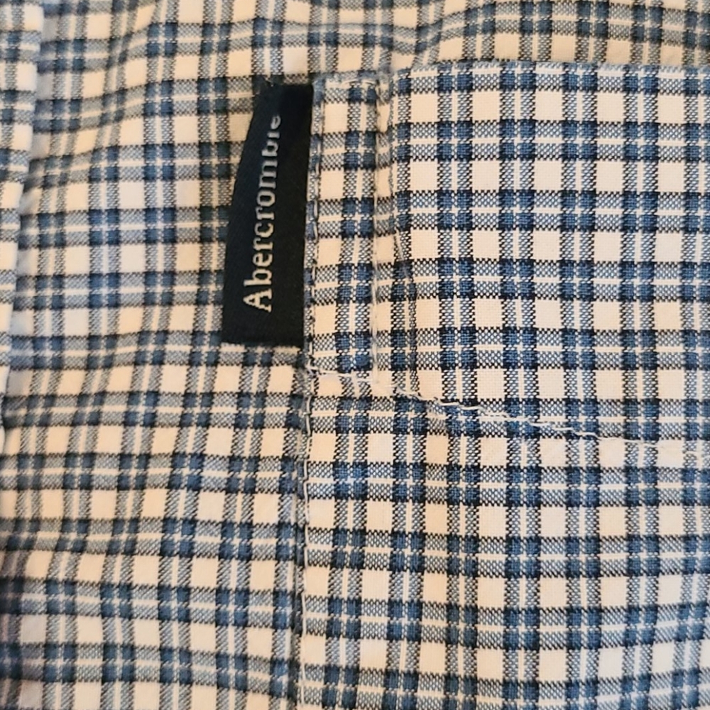 Men's Abercrombie & Fitch Blue Striped Checkered Button Up Size Large - Picture 4 of 6